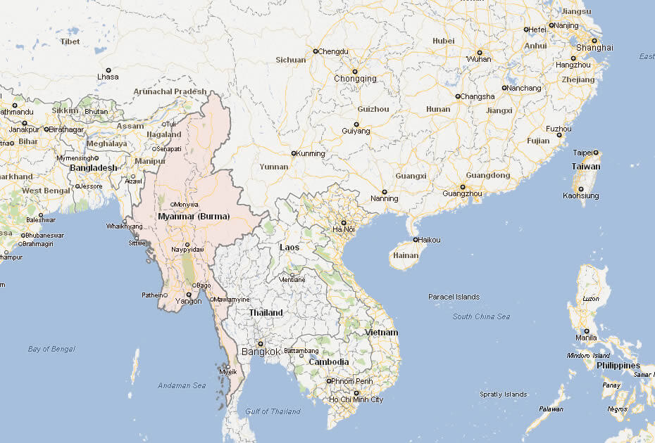 map of myanmar